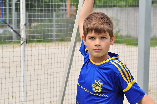 Junge, Baby, Fußballplatz, Football