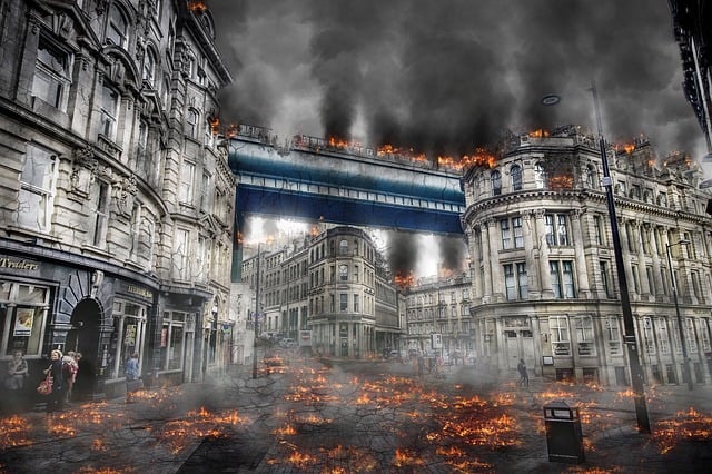 Free destruction city building illustration