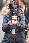 gas mask, camera, portrait