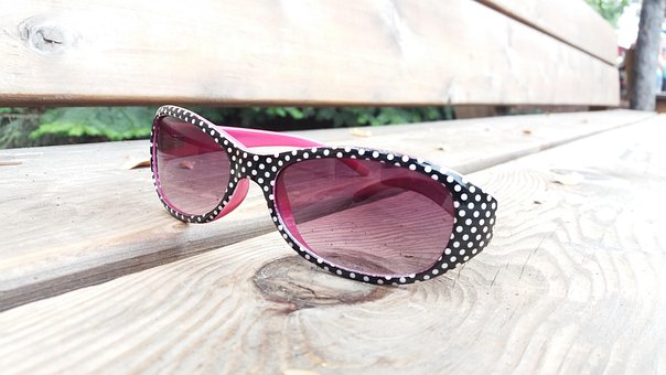 Sonnenbrille, Polkadot, Rosa, Mädchen