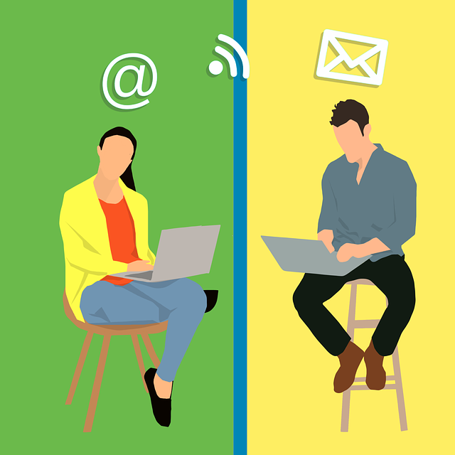 Free working in office world wide communication getting messages illustration