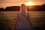 sunset, portrait, summer