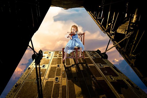 Violín, C130, Volar, Nubes, Fantasía