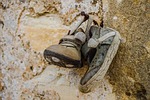 old shoes, child shoes, hanging