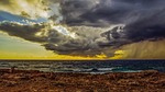 rocky coast, sky, clouds