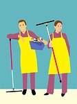 together cleaning the house, family, husband