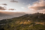 hiking, light, mountains