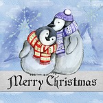 merry christmas, penguin, watercolor