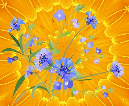 Flores, Pétalas, Azul, Folhas, Caules