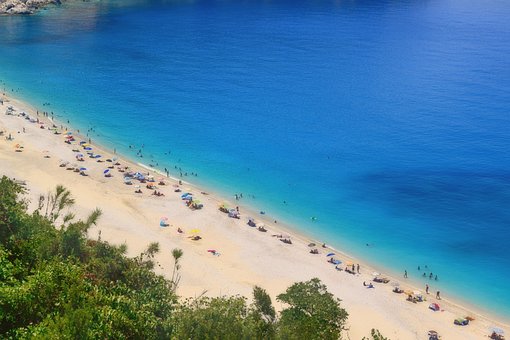 Turquesa, Praia, Azul, Myrtos, Kefalonia