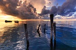 sunset, dawn, pier