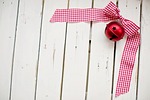 christmas, red ribbon, text space
