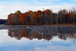lake, morning, fall