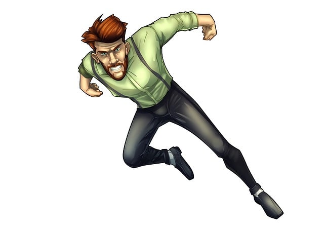 Free man running caucasian illustration