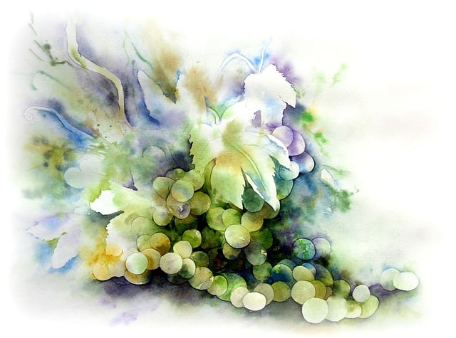 Free wine grapes watercolor illustration
