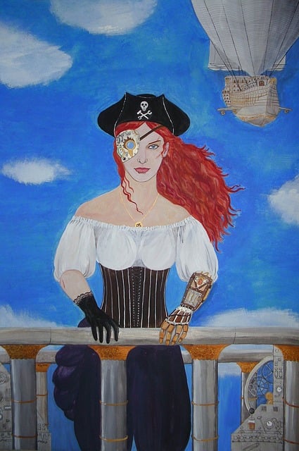 Steampunk, Luftschiff, Piratin, Piraten