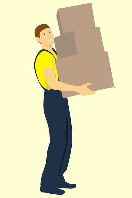 Free workman delivers three boxes illustration