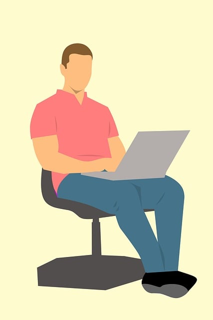 Free man holding laptop illustration