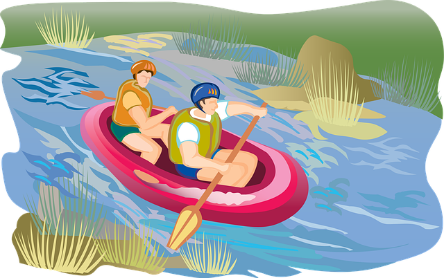 Free rafting river whitewater vector