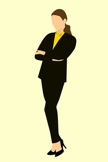 Free business woman standing arms crossed illustration