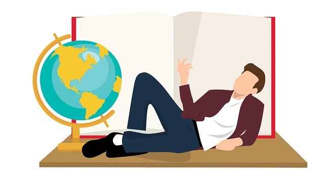 Free young man laying book illustration