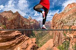 steel cable, canyon, rock