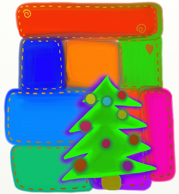 Natal, Árvore, Patchwork, Feriado