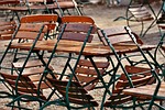 beer garden, empty, rain