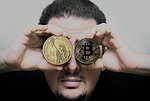 hand, man, bitcoin