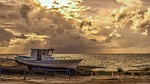 boat, grounded, sea