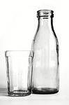 glass, bottle, black and white