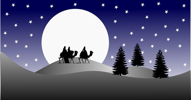 Free three kings desert christmas illustration