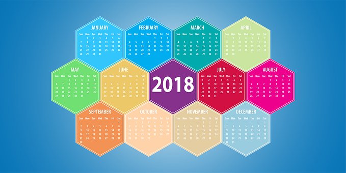 Calendario De 2018, Agenda, Anual
