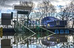 high water, flood, reflection