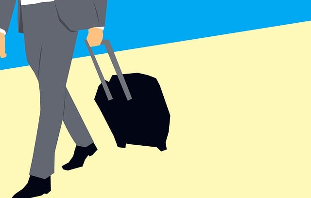 Free businessmen hold luggage illustration