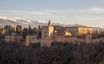 alhambra, granada, sunset