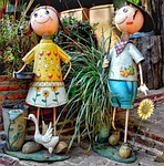garden, tin, figures