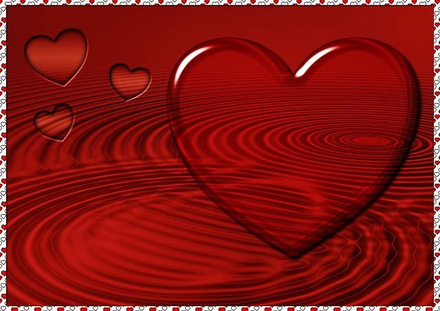Free hearts water background image illustration