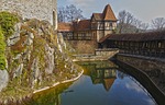 moated castle, water, old town