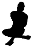 silhouette, man, sitting
