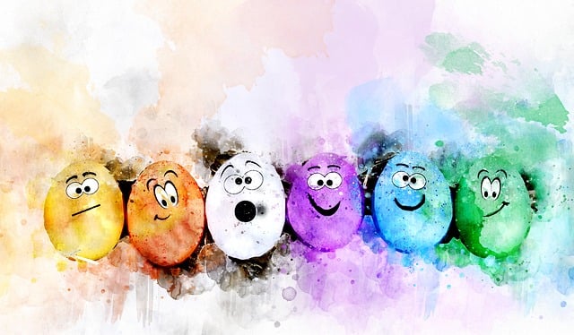 Eier, Ostern, Bunt, Aquarell, Osterei