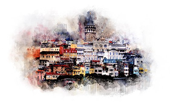 Tour De Galata, Istanbul, Aquarelle
