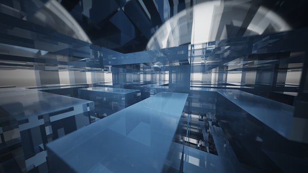 Architektur, Modern, Voxel, Konstruktion