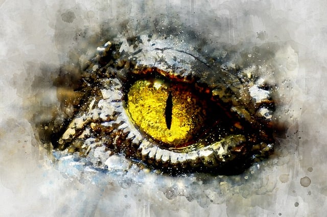 Free alien crocodile eye illustration
