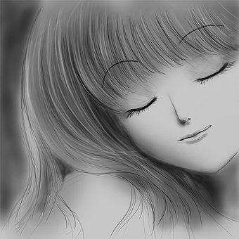 Garota, Retrato, Modelo, Monocromático