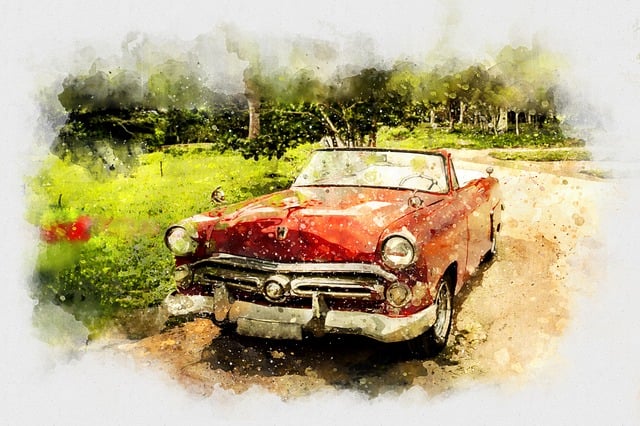 Free old car car watercolor illustration