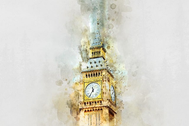 Free england watercolor tower illustration