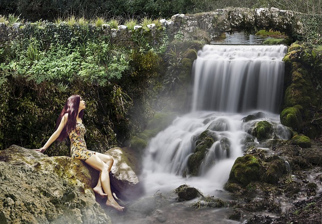 Free Girl Waterfall Water photo and picture