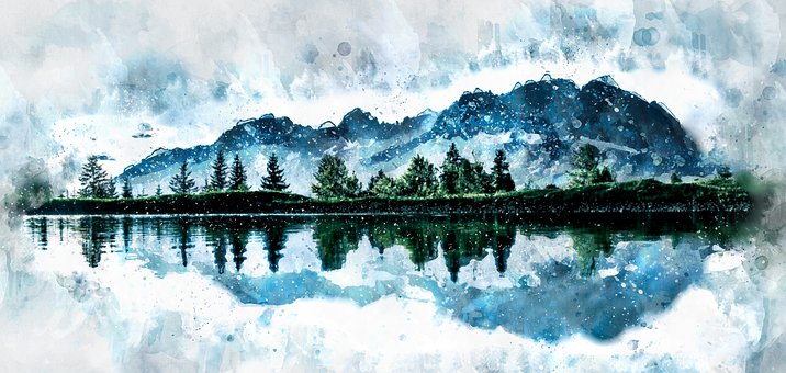 Natur, Akvarell, Montere, Naturlig