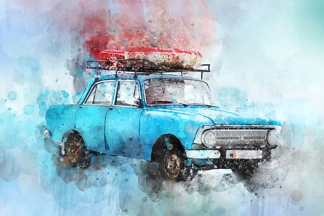 Free old car car watercolor illustration